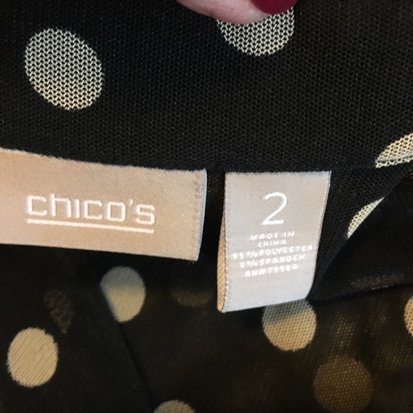 Chico’s Sheer Black Button Down Blouse cream dots - Picture 5 of 6